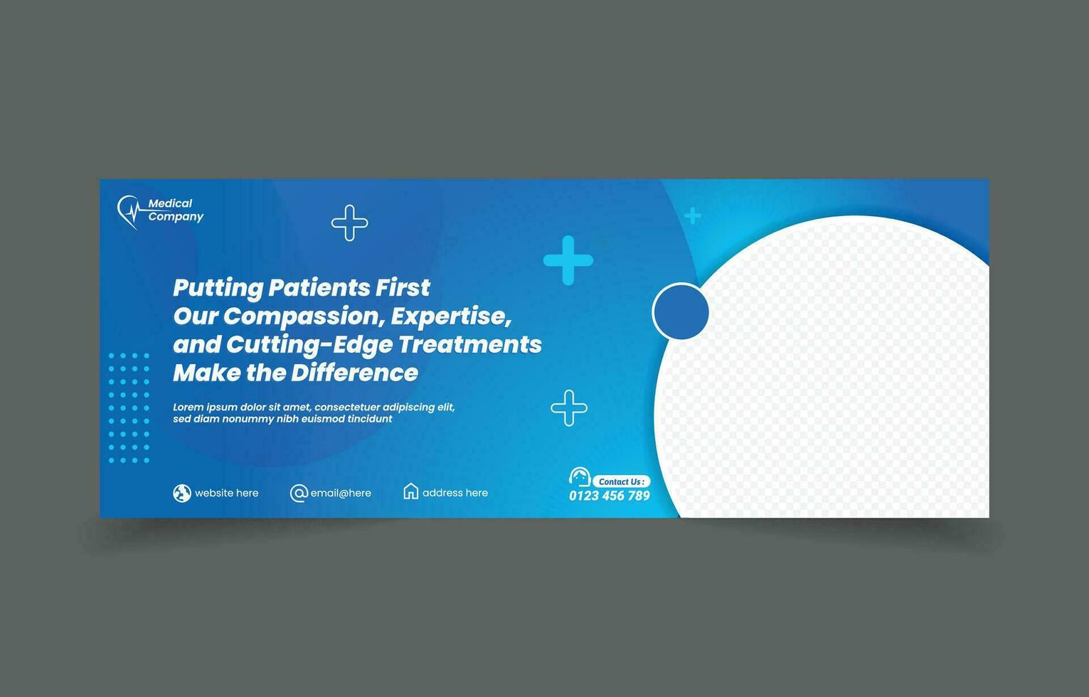 medical banner social media cover design abstract background blue color vector