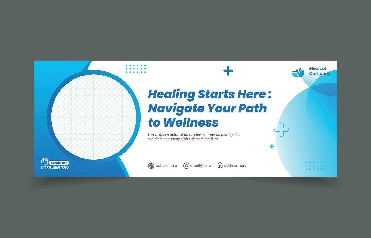 medical banner social media cover design abstract background blue color vector