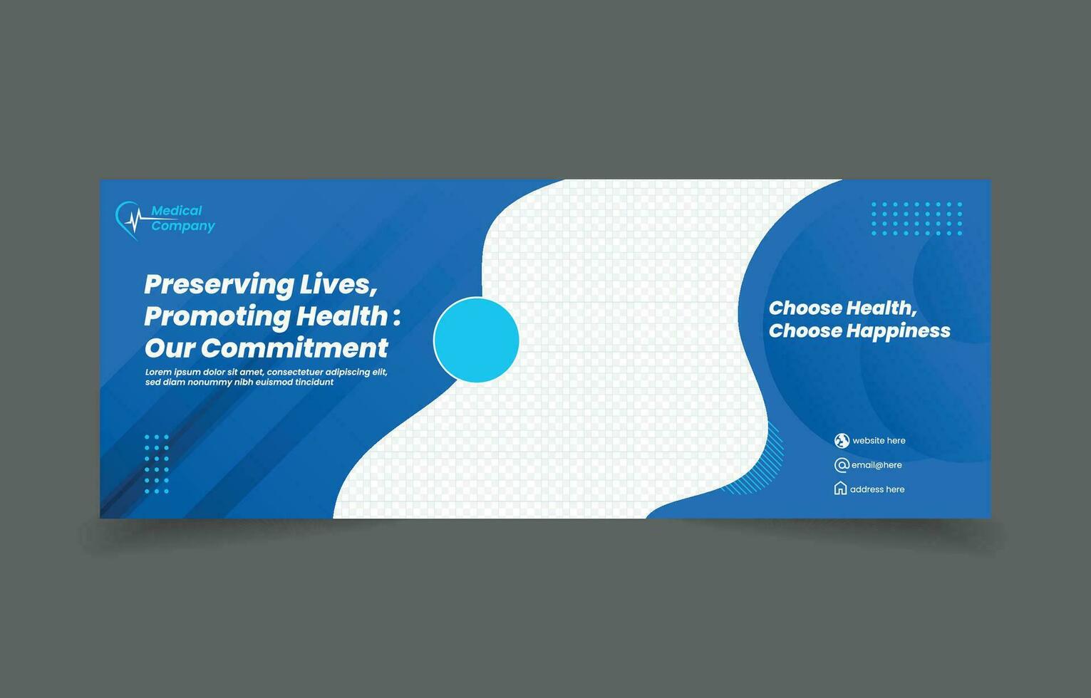 medical banner social media cover design abstract background blue color vector