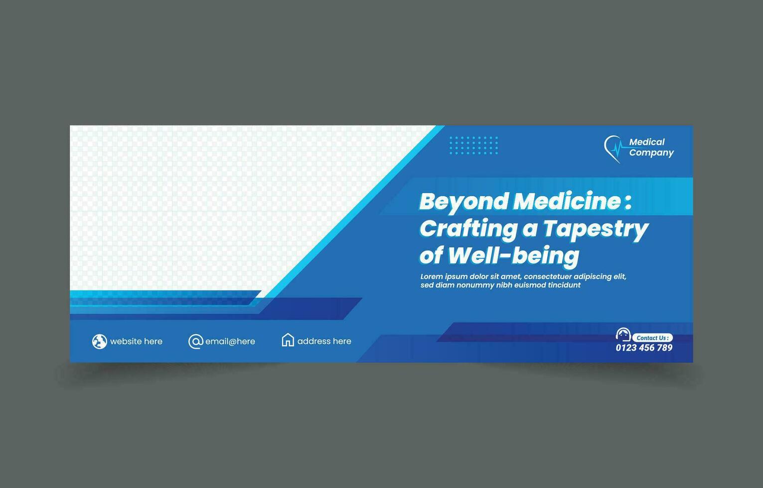 medical banner social media cover design abstract background blue color vector