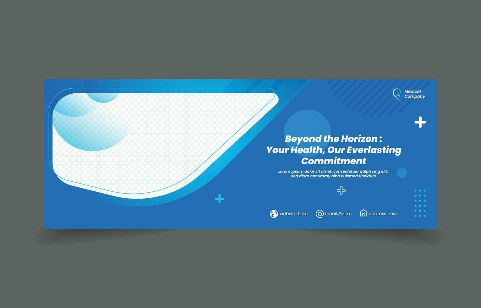 medical banner social media cover design abstract background blue color vector