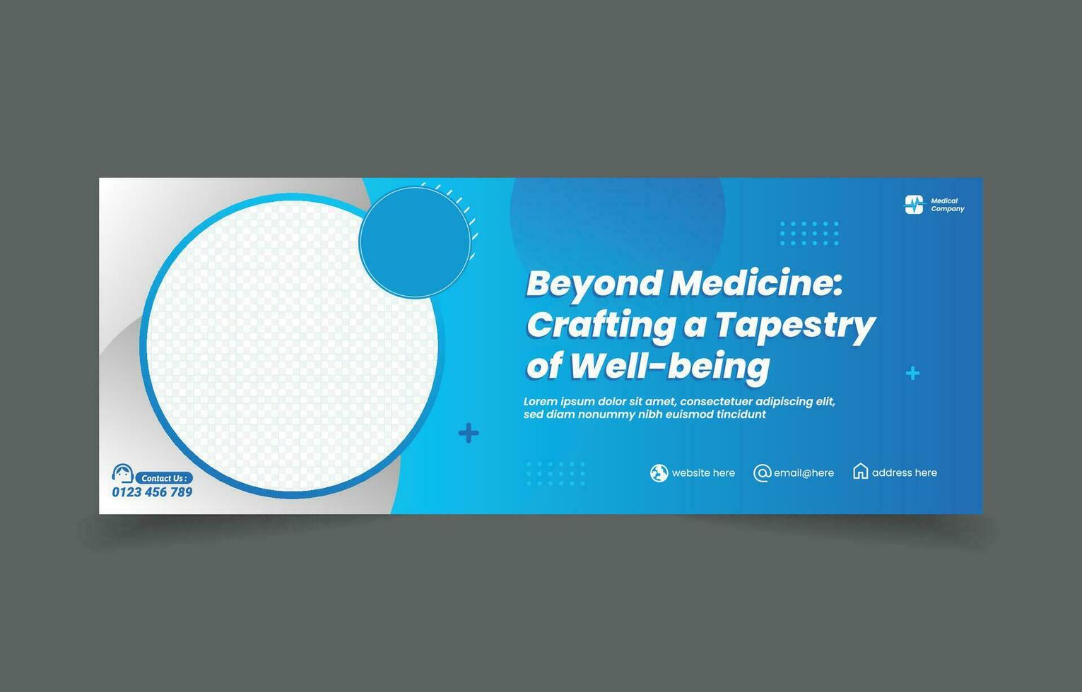 medical banner social media cover design abstract background blue color vector