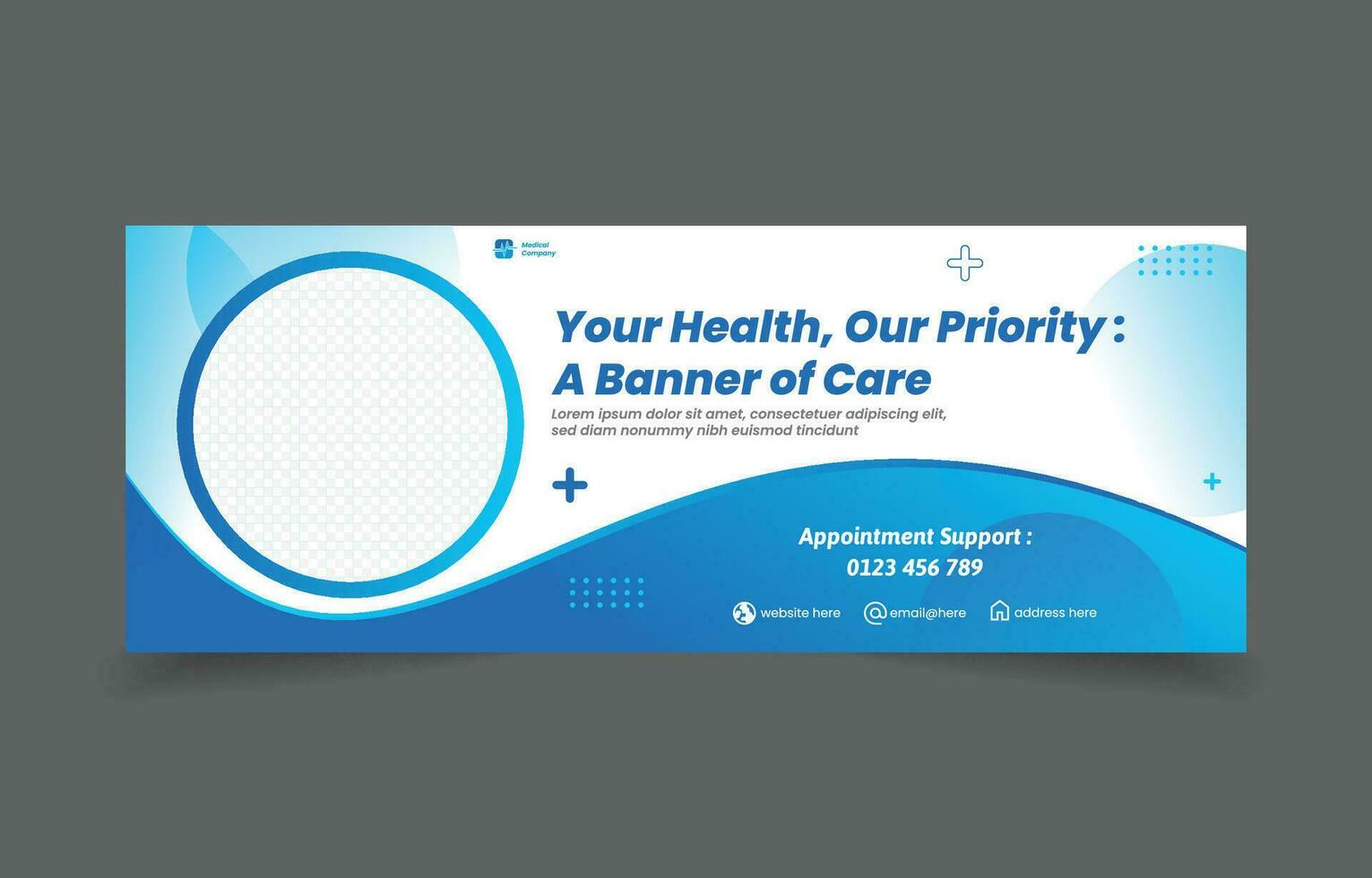 medical banner social media cover design abstract background blue color vector