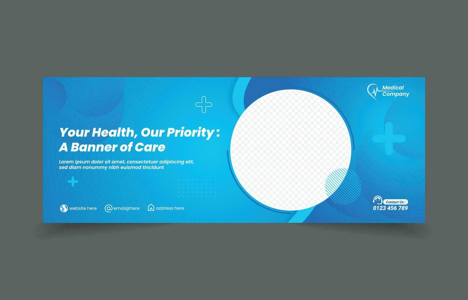 medical banner social media cover design abstract background blue color vector