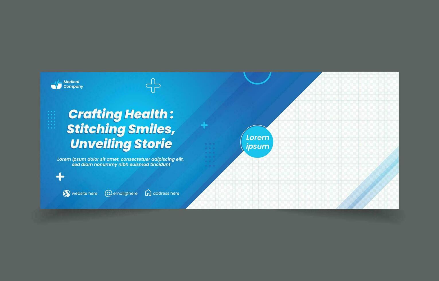 medical banner social media cover design abstract background blue color vector