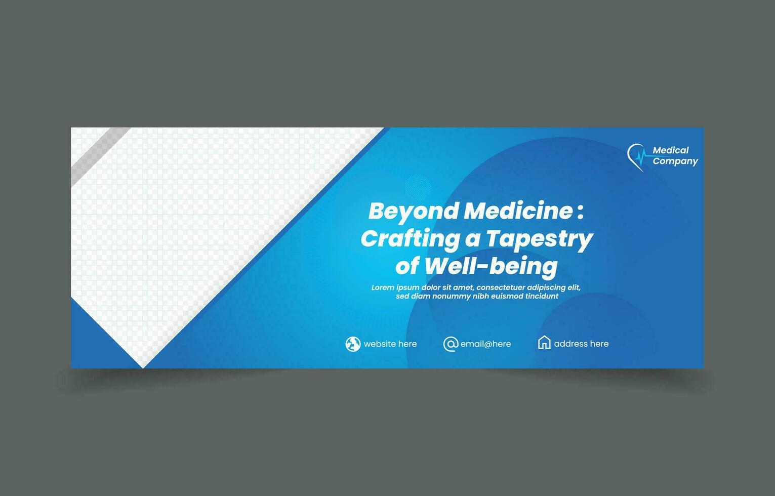 medical banner social media cover design abstract background blue color vector