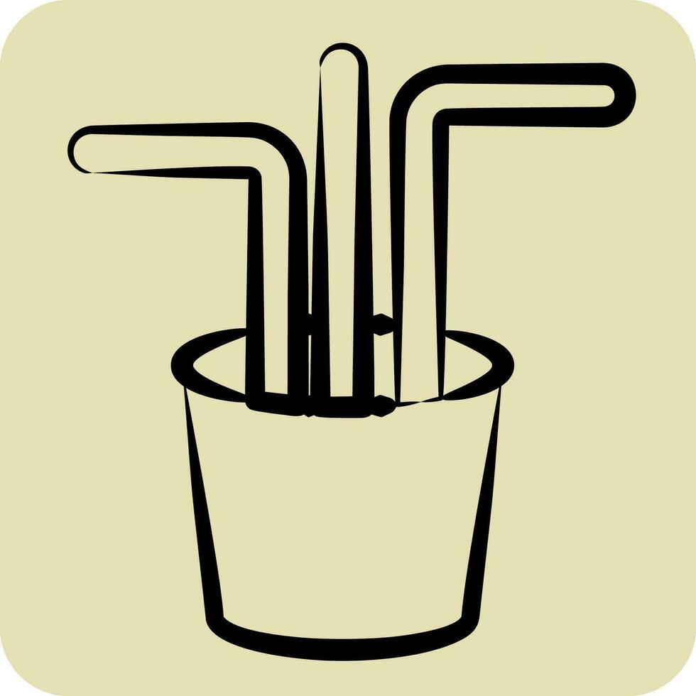 Icon Straw. related to Plastic Pollution symbol. hand drawn style. simple design editable. simple illustration vector