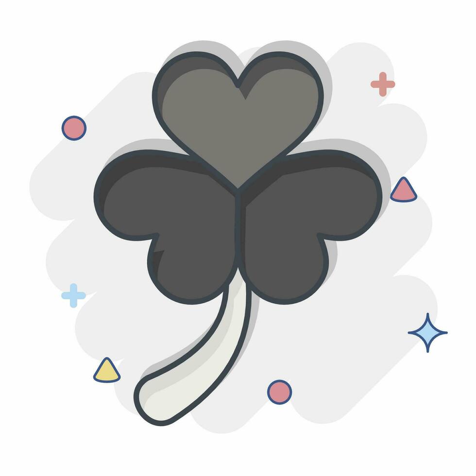 Icon Clover. related to Ireland symbol. comic style. simple design editable. simple illustration vector