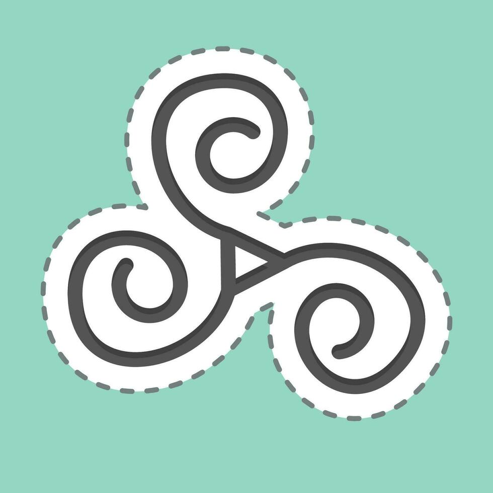 pegatina línea cortar trisquel. relacionado a Irlanda símbolo. sencillo diseño editable. sencillo ilustración vector