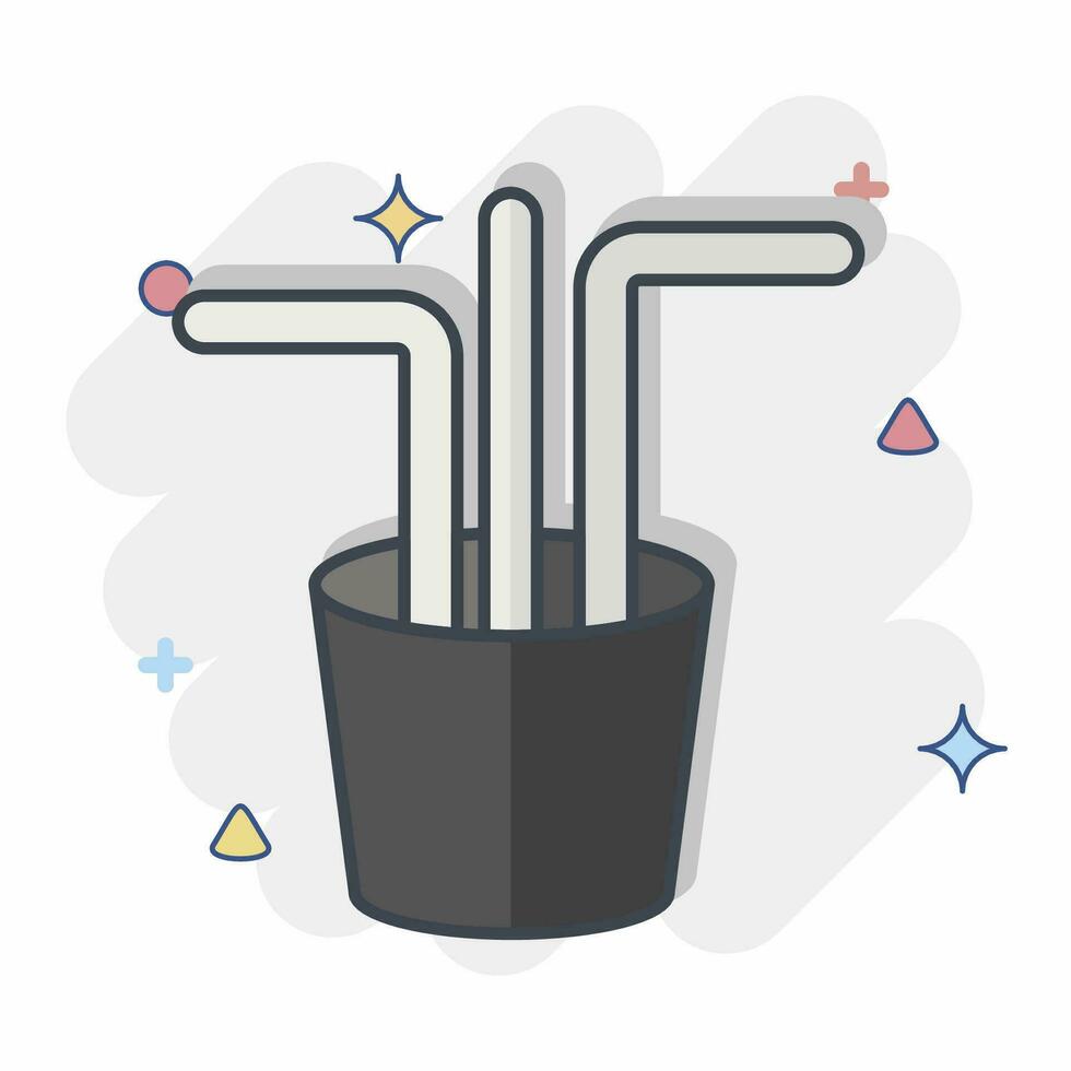 Icon Straw. related to Plastic Pollution symbol. comic style. simple design editable. simple illustration vector