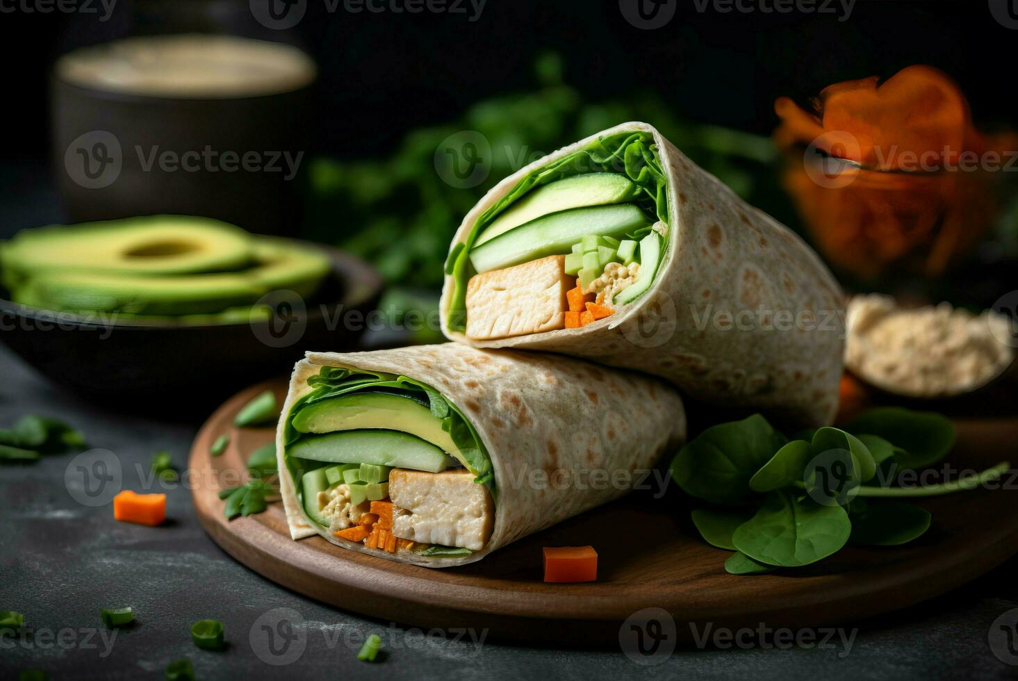 AI generated Vegan tortilla wraps. Generate Ai photo