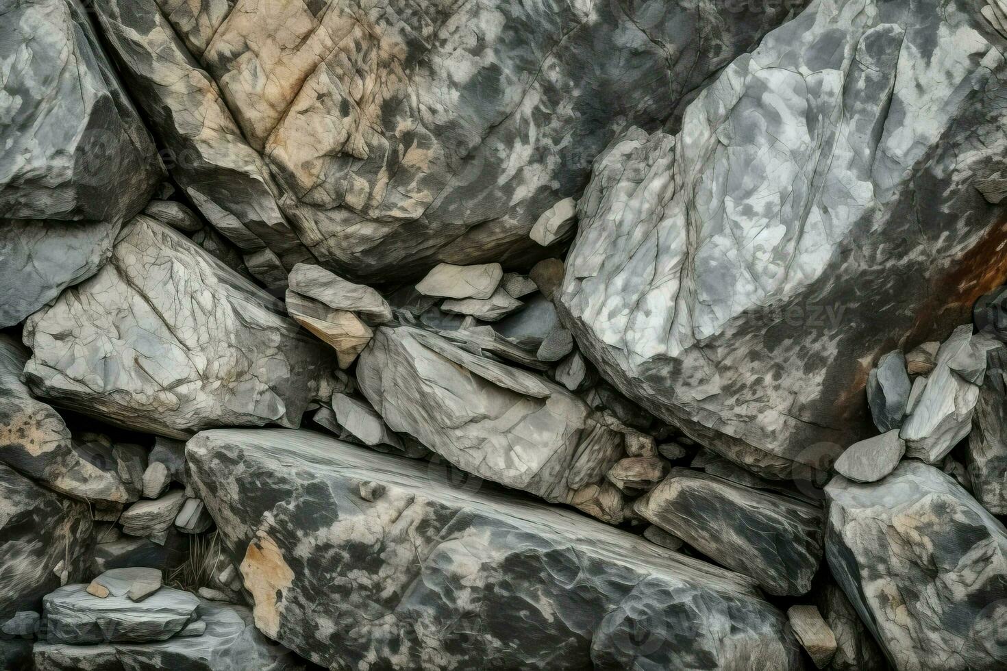 AI generated Stone grey cracked texture. Generate ai photo