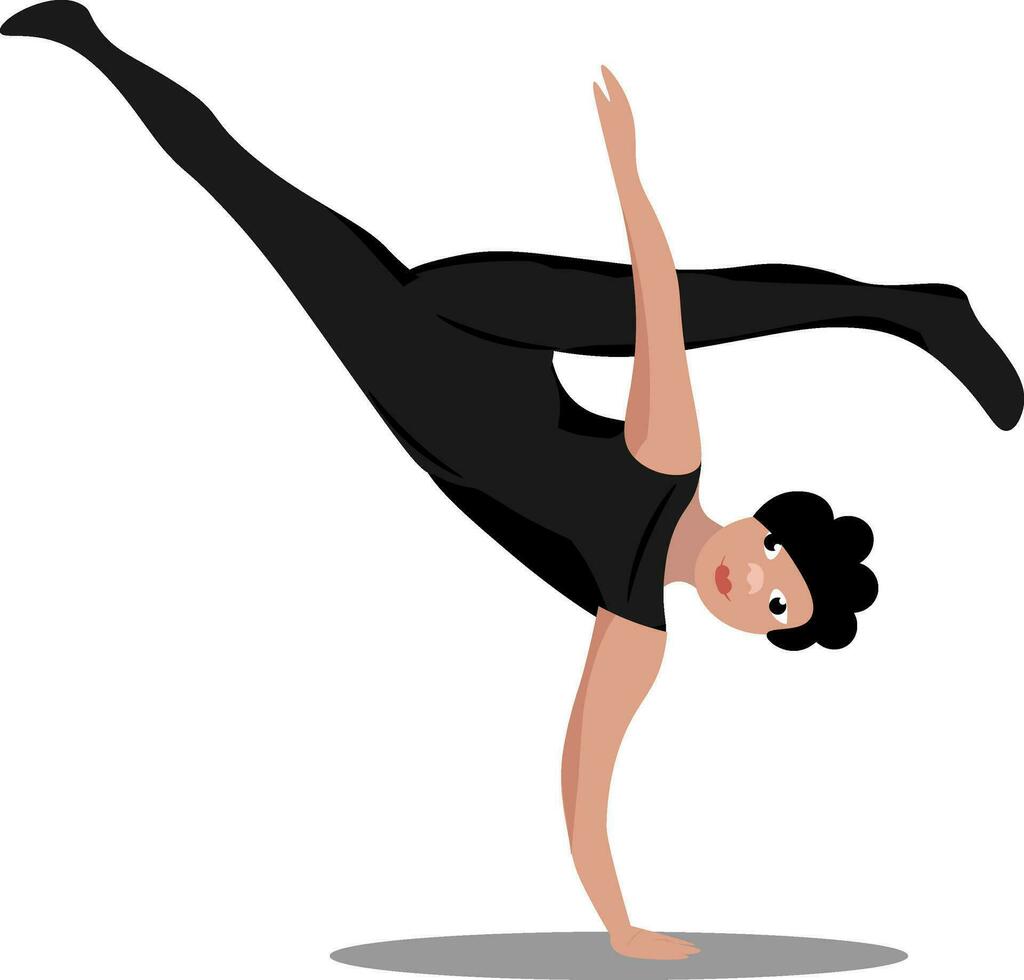a woman doing a handstand on her hands vector