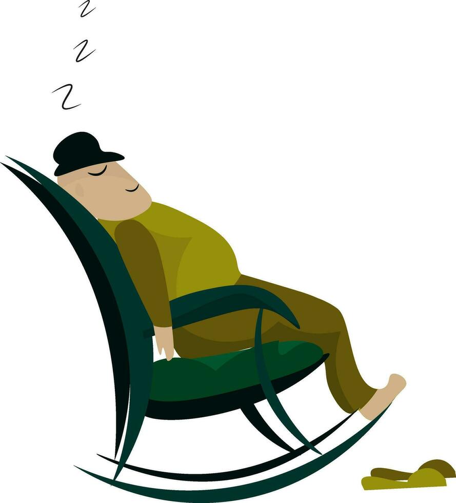 a man sleeping in a rocking chair vector