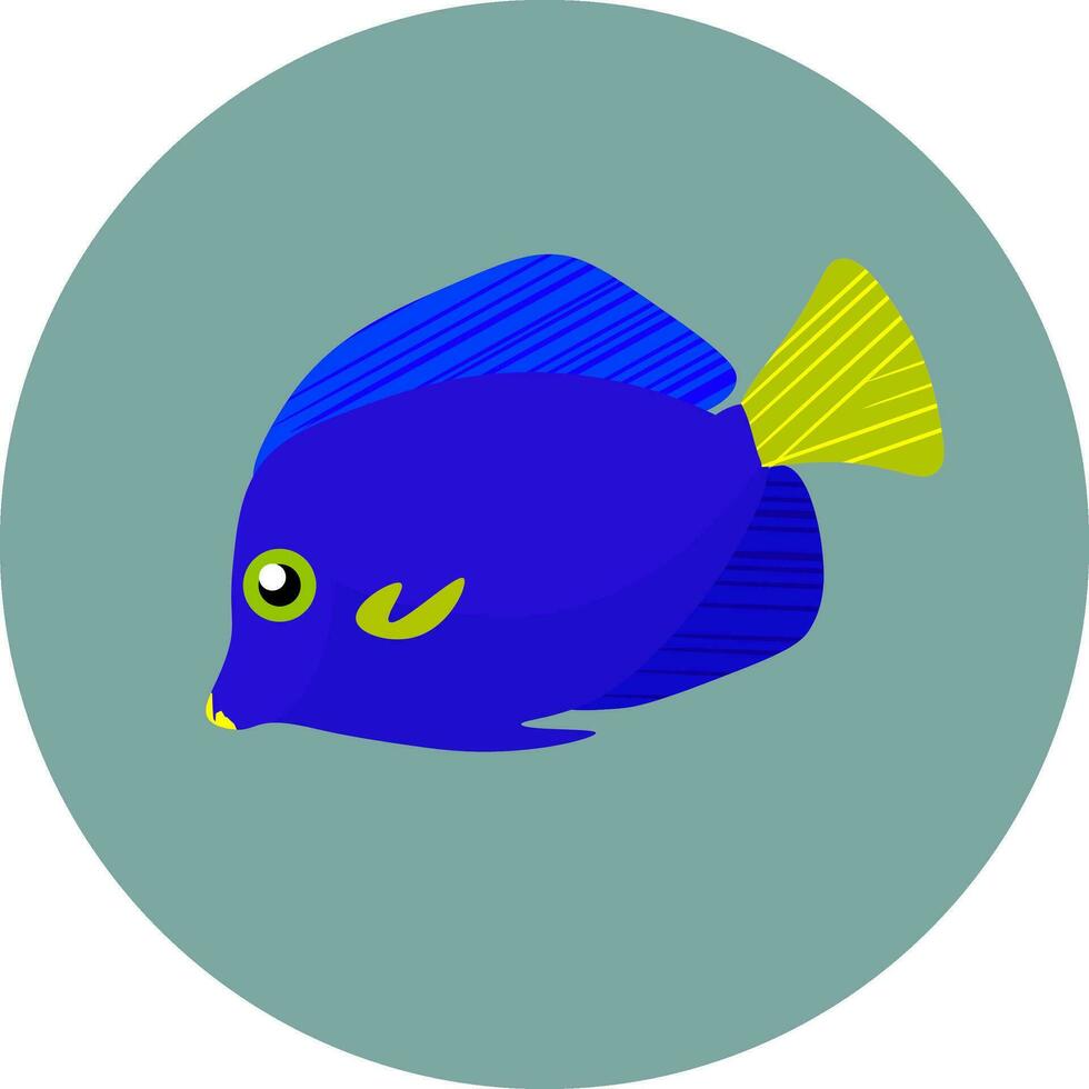 a blue fish with yellow fins on a blue background vector