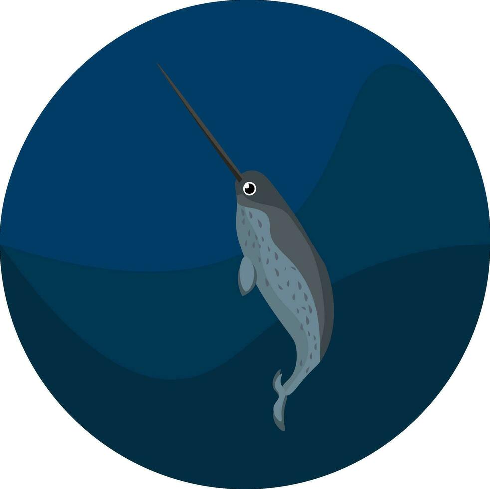 a narwhal with a long horn on its head vector