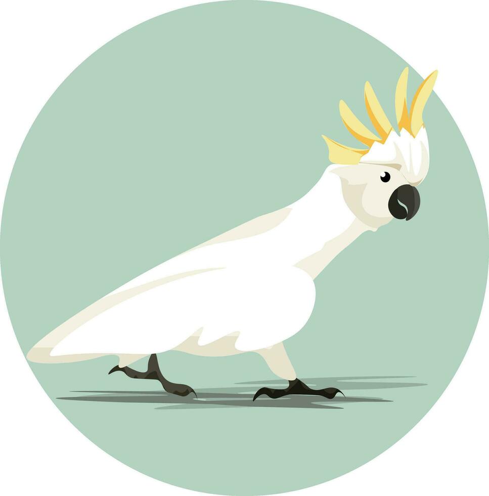 a cartoon white cockatoo with yellow feathers vector