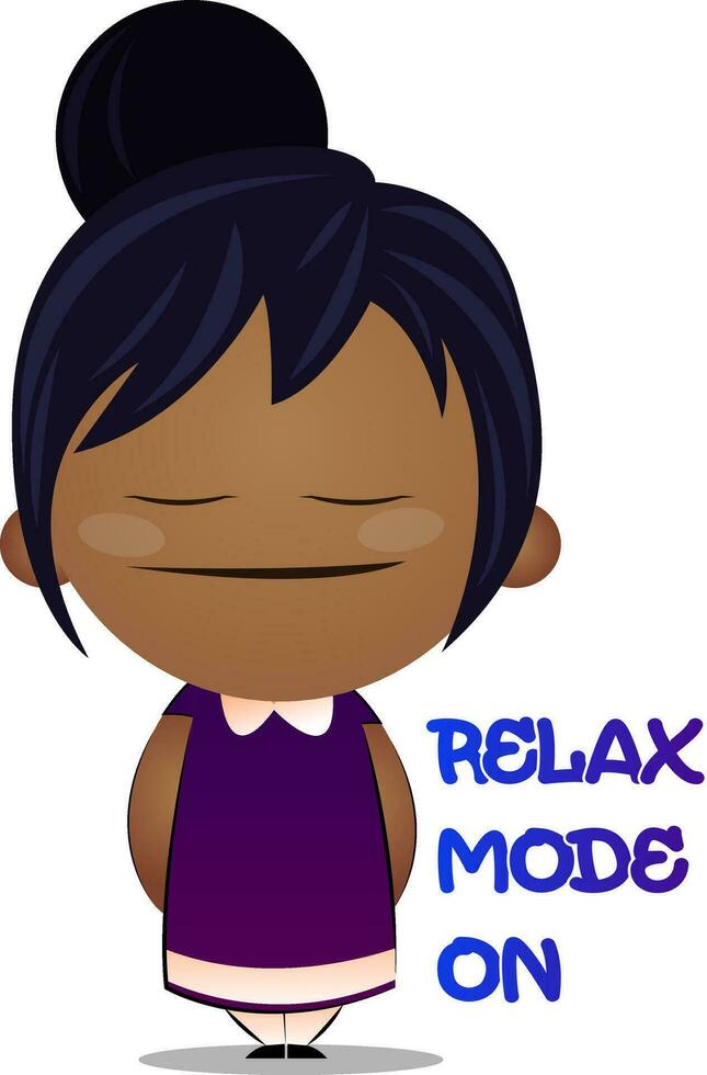 Little brown girl character relaxing vector