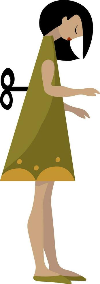 a cartoon woman with a key in her hand vector