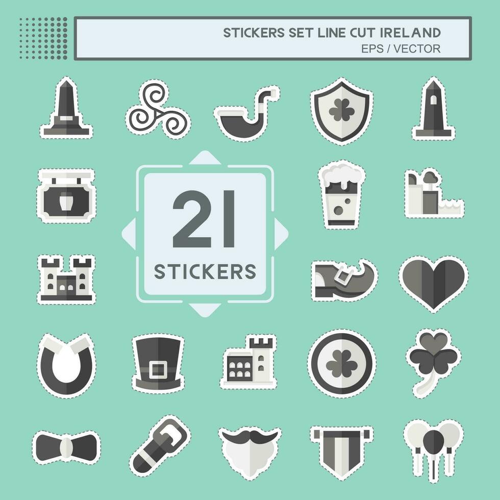 Sticker line cut Set Ireland. related to Holiday symbol. simple design editable. simple illustration vector