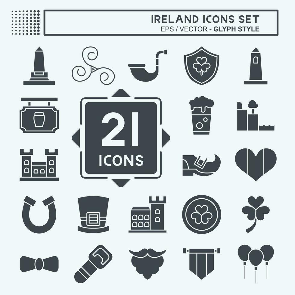 Icon Set Ireland. related to Holiday symbol. glyph style. simple design editable. simple illustration vector