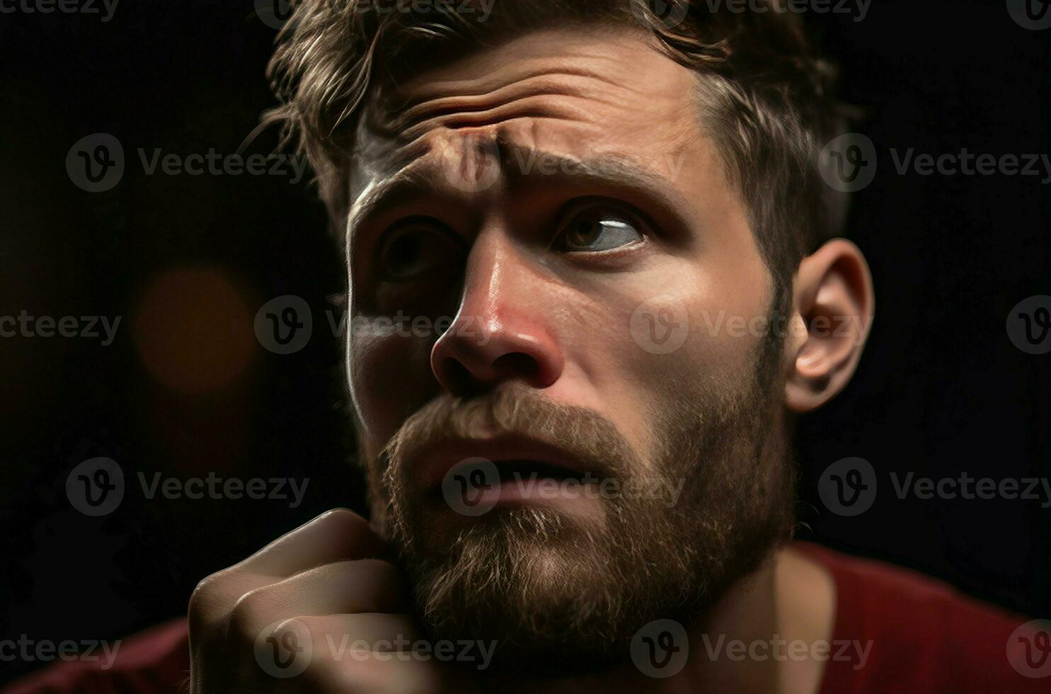 AI generated Handsome man 30 years old confused face. Generate ai photo