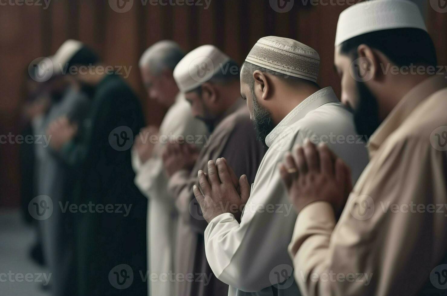 AI generated Muslim prayer mosque. Generate AI photo