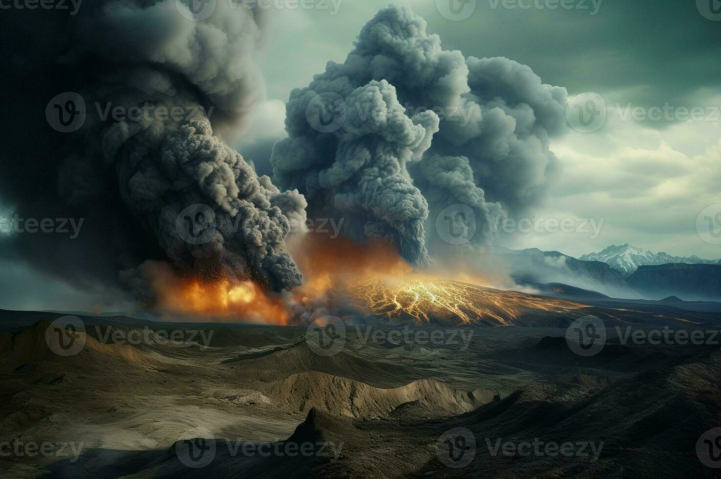 AI generated Dangerous exploding volcan. Generate AI photo