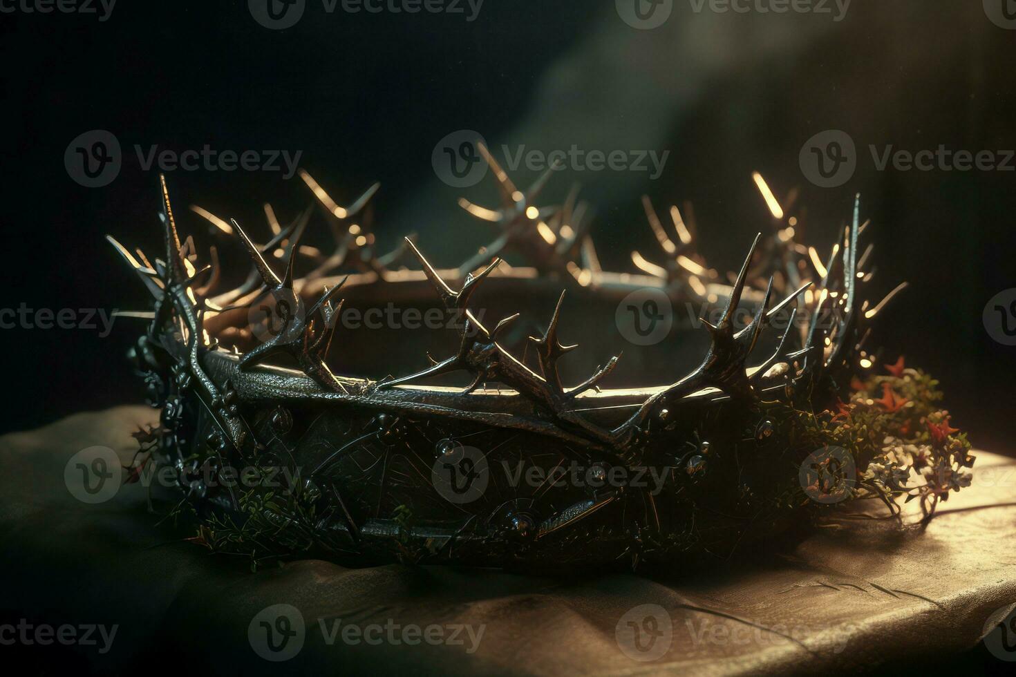AI generated Crown thorns gothic in light ray. Generate ai photo