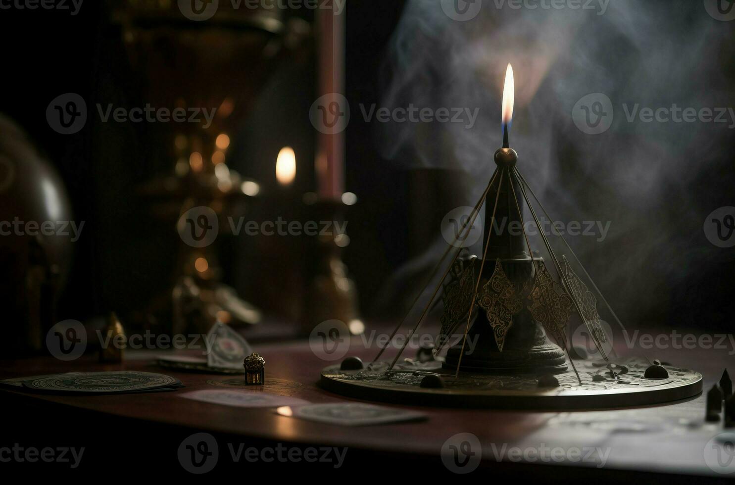 ai generado cartomancia misterio oscuro altar. generar ai foto