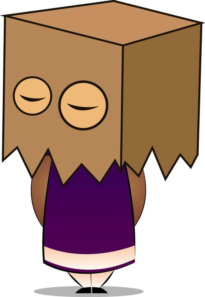 Little brown girl character hiding vector