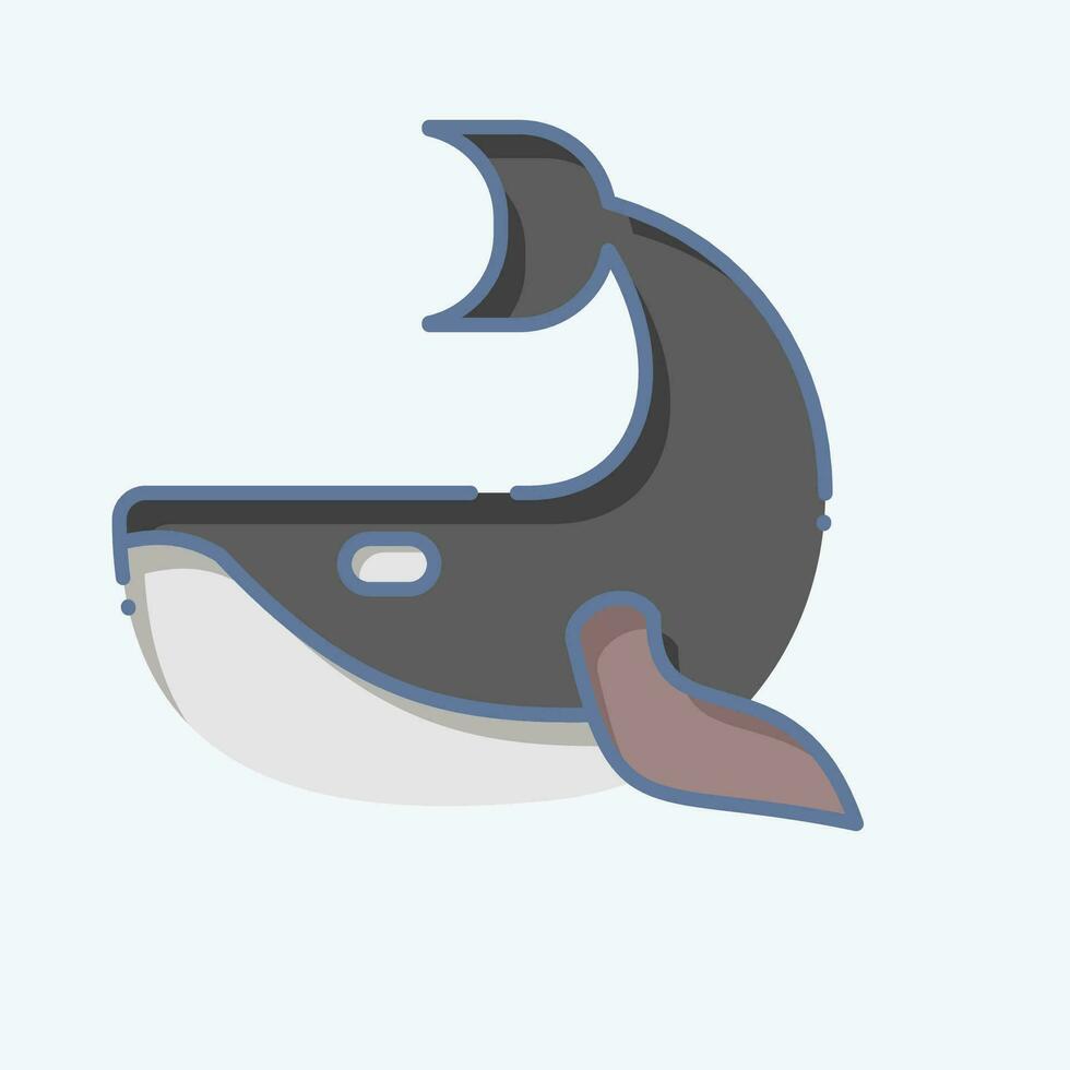 Icon Whale. related to Plastic Pollution symbol. doodle style. simple design editable. simple illustration vector