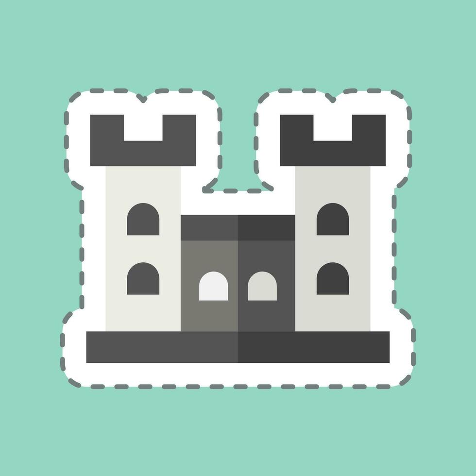 Sticker line cut Malahide Castle. related to Ireland symbol. simple design editable. simple illustration vector