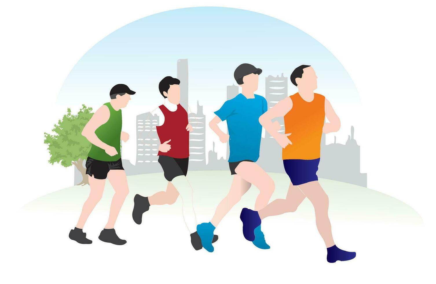 hombres correr, ilustración vector