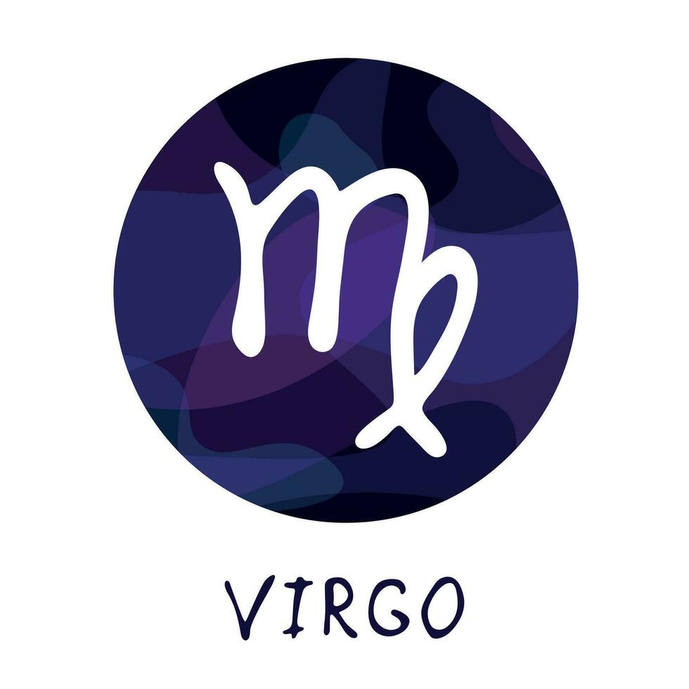 mano dibujado Virgo zodíaco firmar en redondo marco astrología garabatear clipart elemento para diseño vector