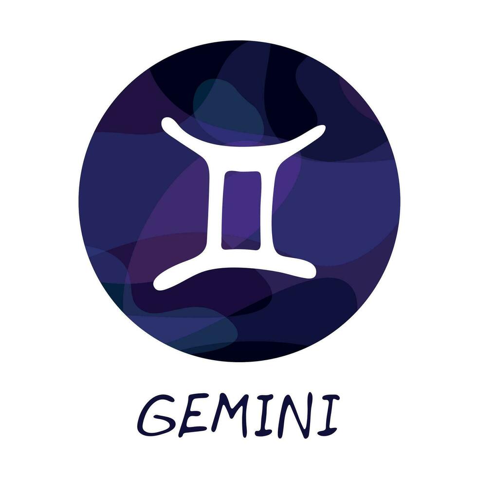 mano dibujado Geminis zodíaco firmar en redondo marco astrología garabatear clipart elemento para diseño vector