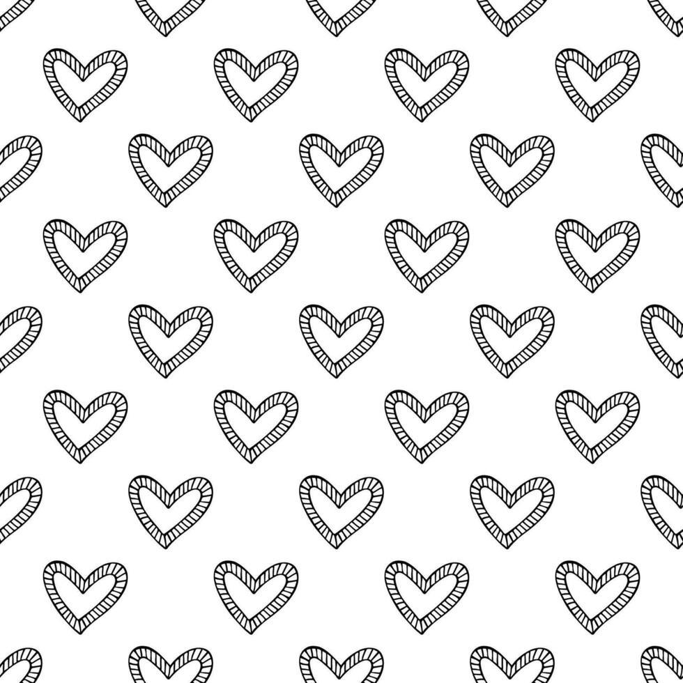 Seamless pattern with hand drawn heart doodle for decorative print, wrapping paper, greeting cards and fabric vector