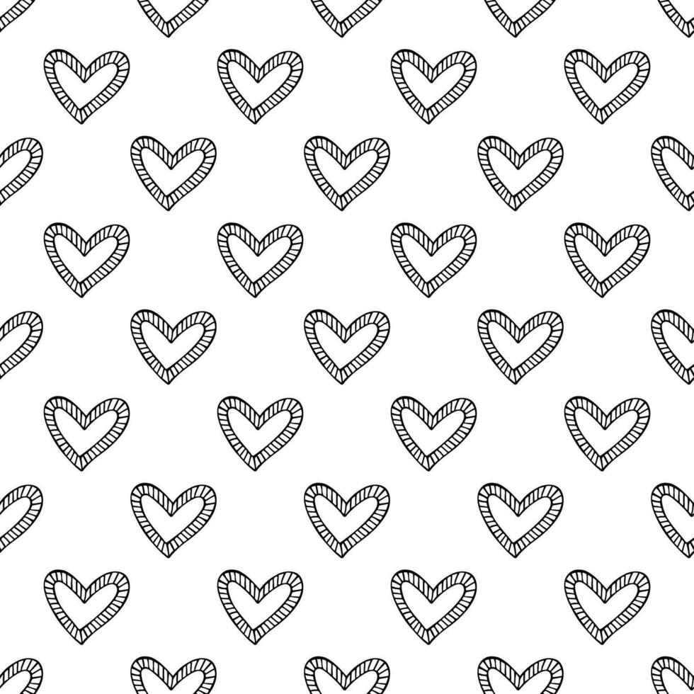 Seamless pattern with hand drawn heart doodle for decorative print, wrapping paper, greeting cards and fabric vector