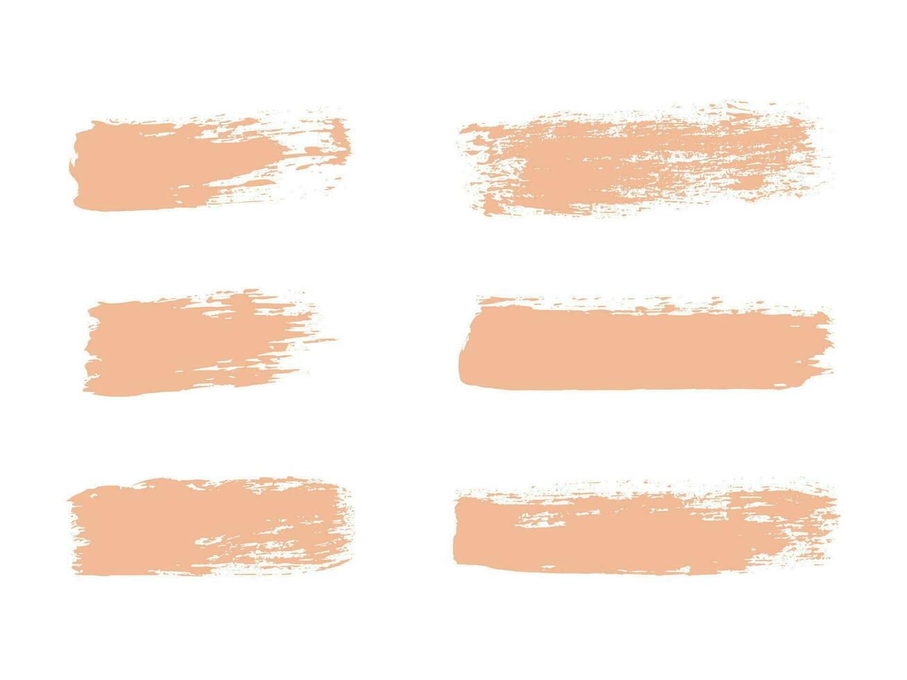 Color of the Year 2024 peach fuzz sample Vector paint brush spot Hand painted trendy color background Ink scribble dab clipart set