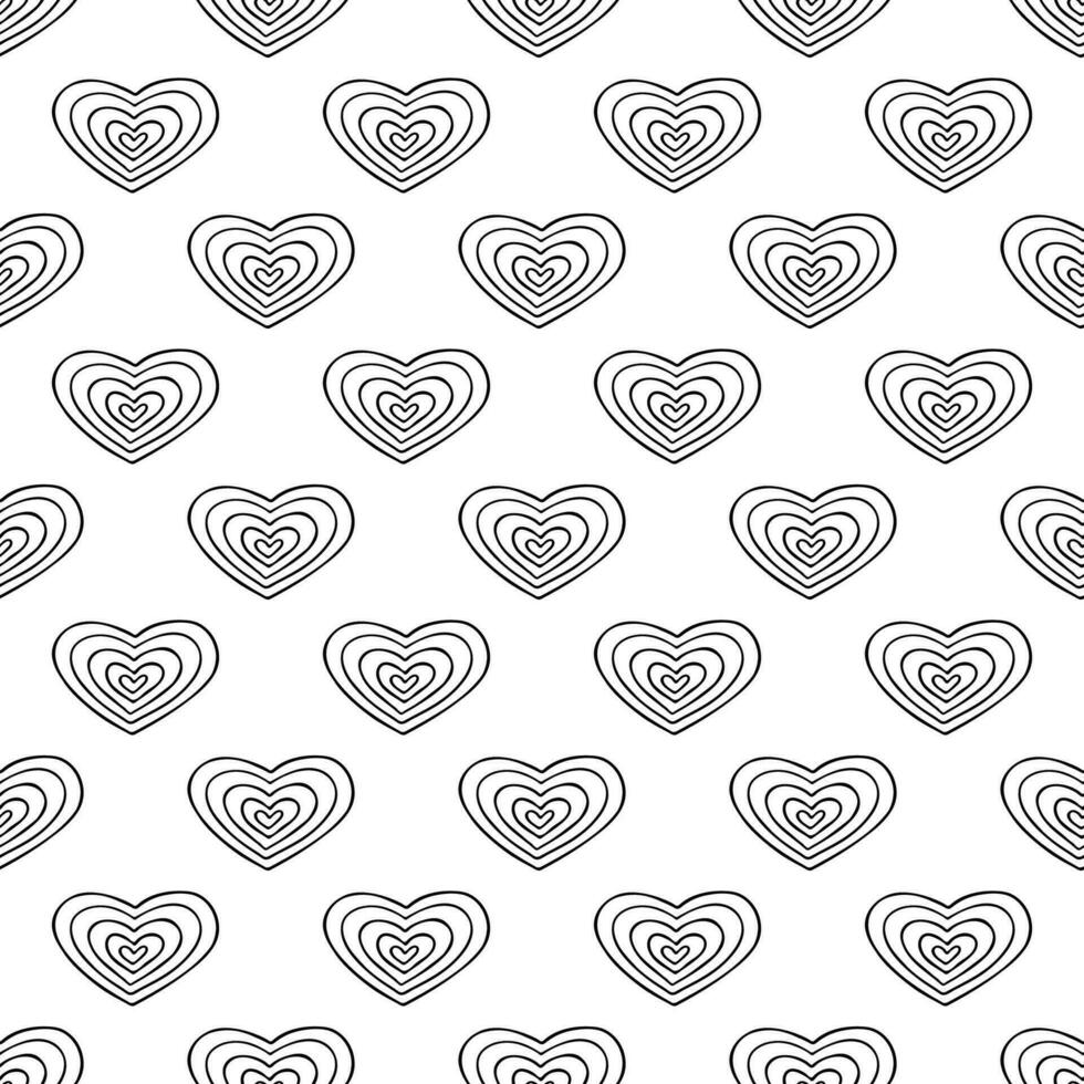 Seamless pattern with hand drawn heart doodle for decorative print, wrapping paper, greeting cards and fabric vector