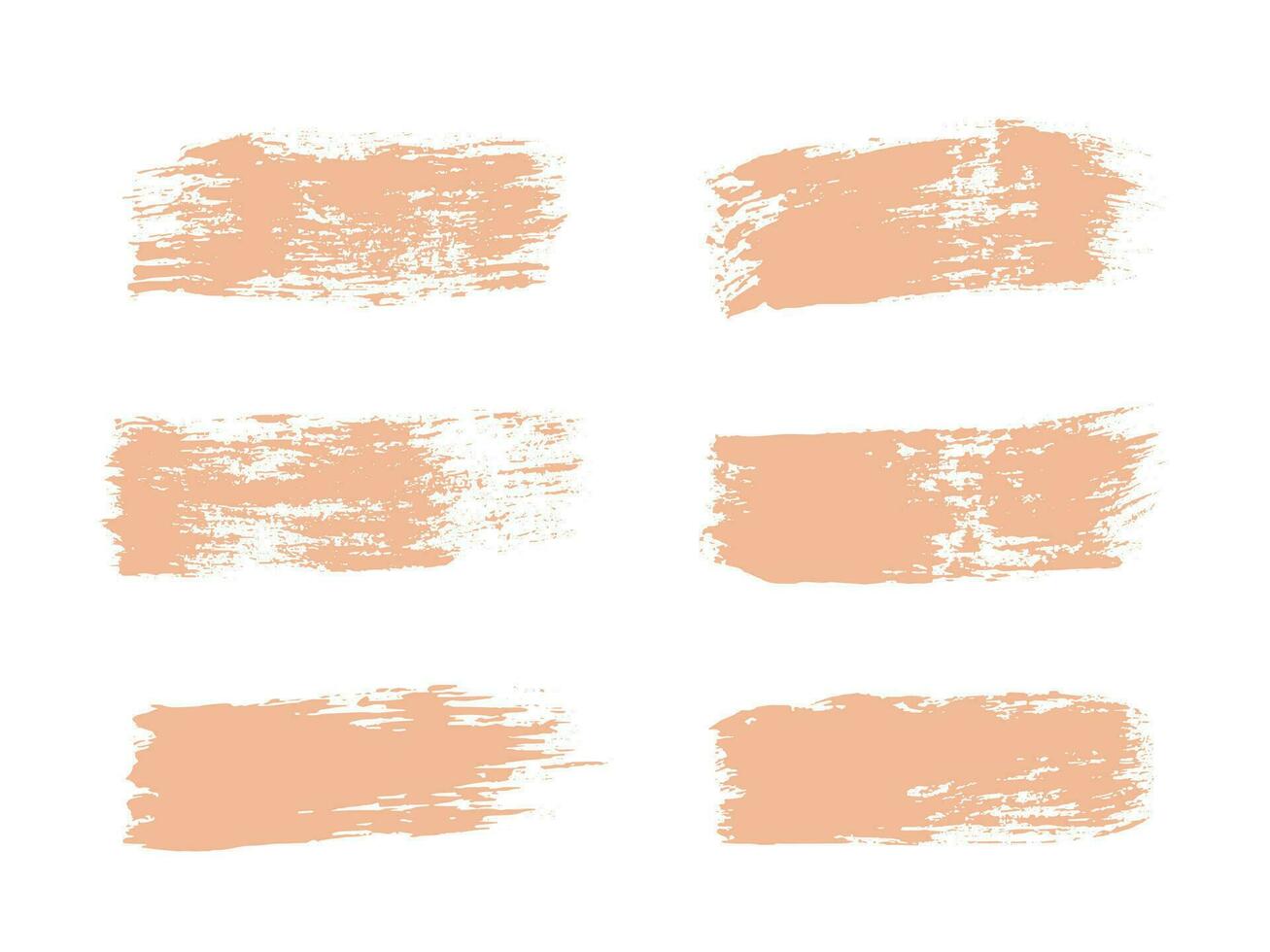 Color of the Year 2024 peach fuzz sample Vector paint brush spot Hand painted trendy color background Ink scribble dab clipart set