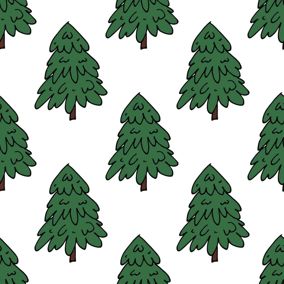 Seamless pattern with geometric minimal scandinavian Christmas tree doodle for decorative print, wrapping paper, greeting cards and fabric vector