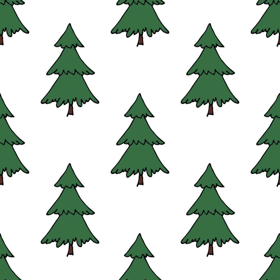 Seamless pattern with geometric minimal scandinavian Christmas tree doodle for decorative print, wrapping paper, greeting cards and fabric vector