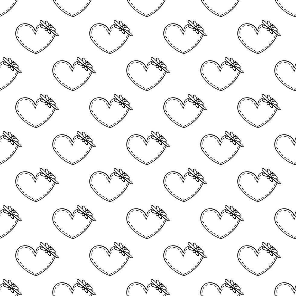 Seamless pattern with hand drawn heart doodle for decorative print, wrapping paper, greeting cards and fabric vector