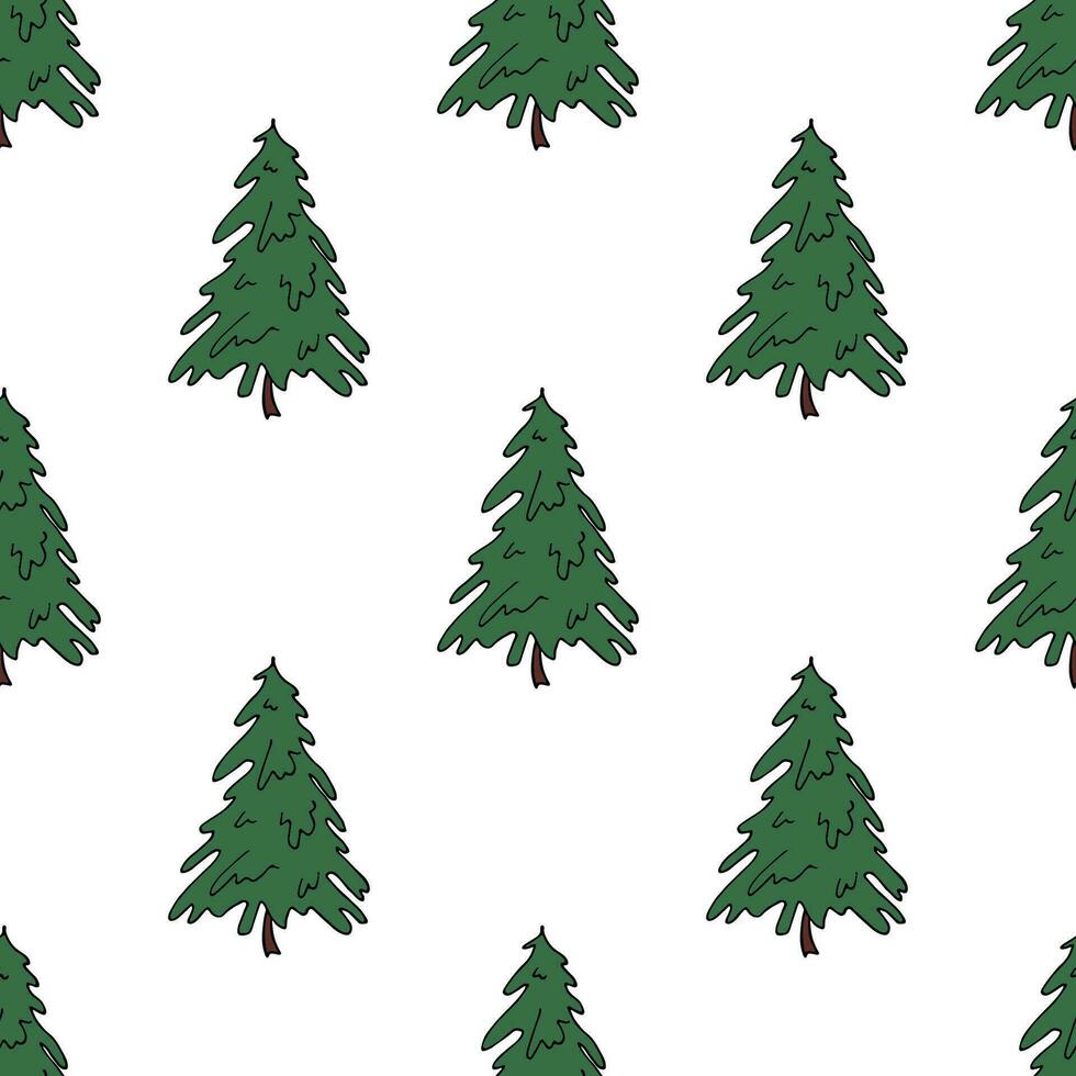 Seamless pattern with geometric minimal scandinavian Christmas tree doodle for decorative print, wrapping paper, greeting cards and fabric vector