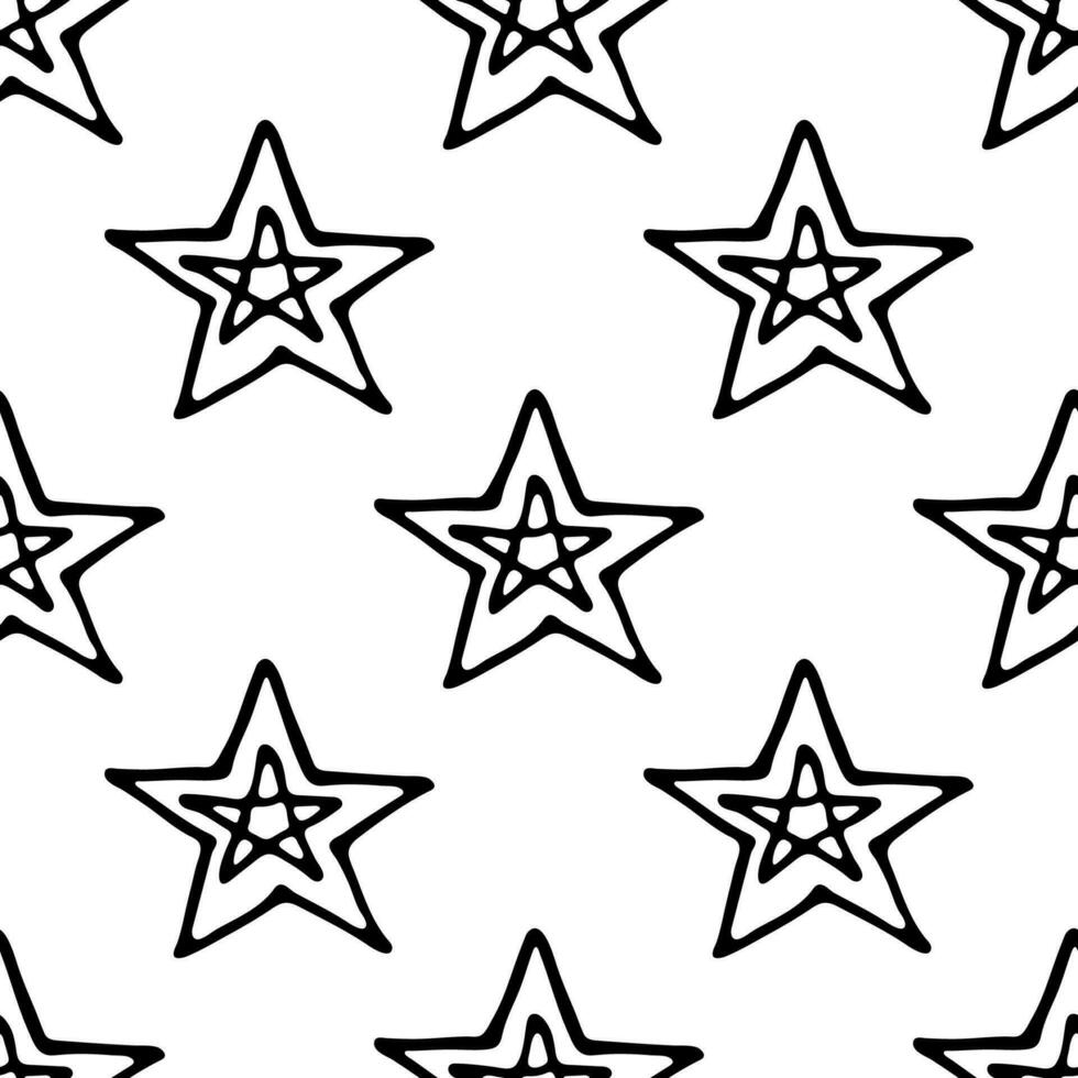 Seamless pattern with cute stars doodle for decorative print, wrapping paper, greeting cards, wallpaper and fabric vector