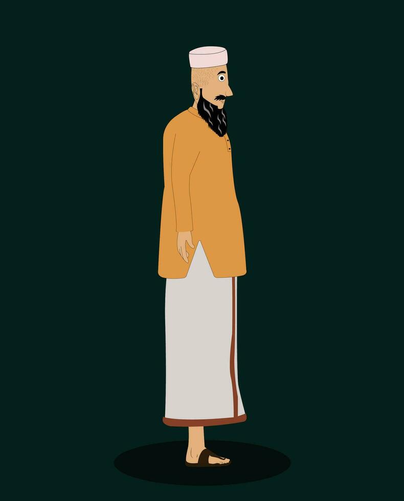 Muslim men side view cartoon character for animation vector