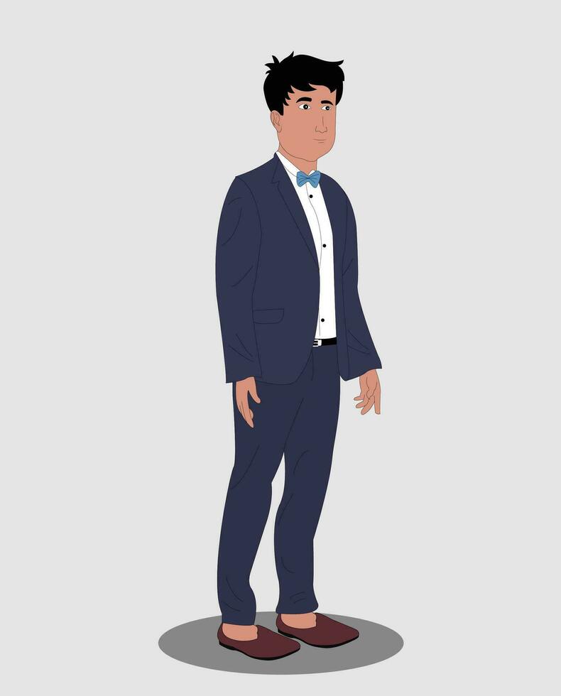 Business man three quarter view cartoon character for cartoon animation stories Free Vector