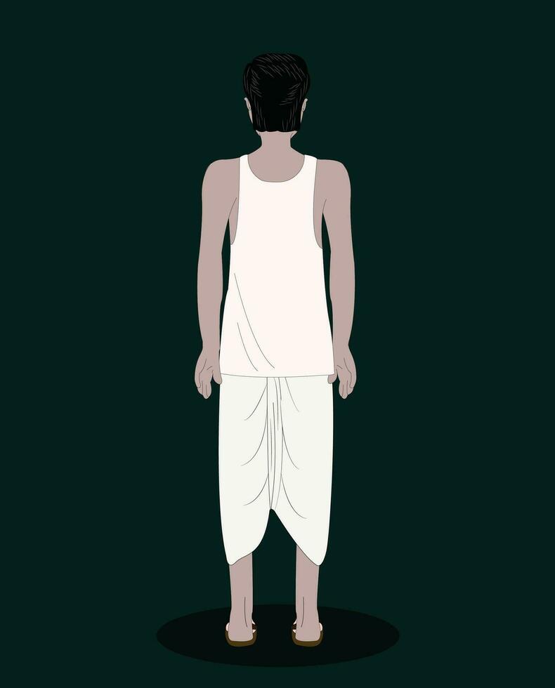 Indian men back view cartoon character for animation vector
