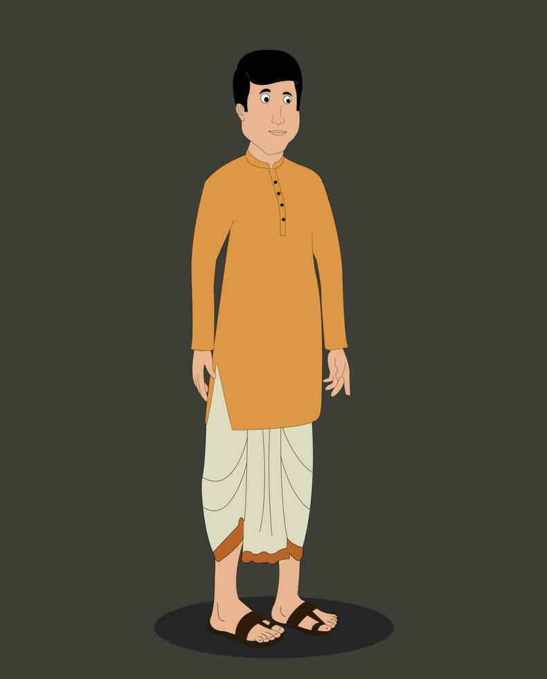 Indian men three quarter view cartoon character for cartoon animation stories Free Vector